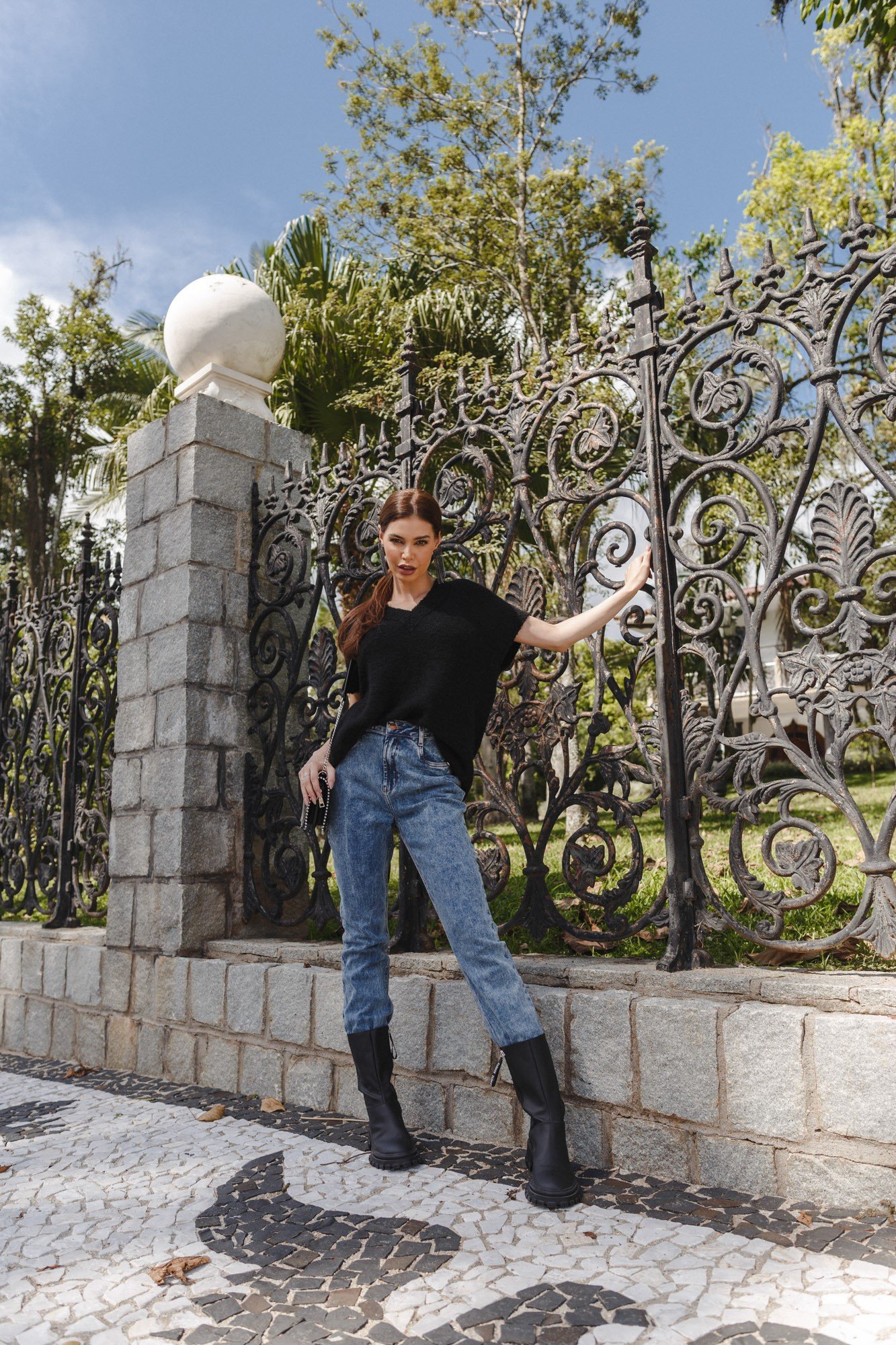 dz3734 com calca jeans feminina mom fit tradicional denim zero frente