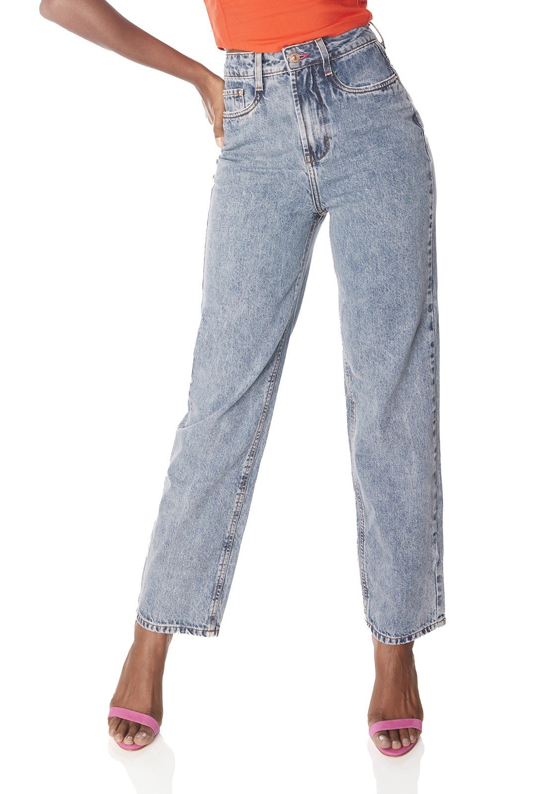 dz3884 alg calca jeans feminina dad pants tradicional denim zero frente prox