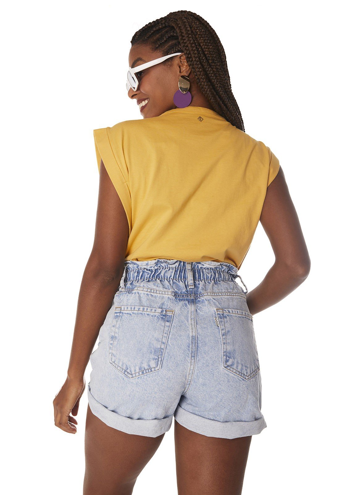 dz6482 alg shorts jeans feminino setentinha clochard denim zero costas