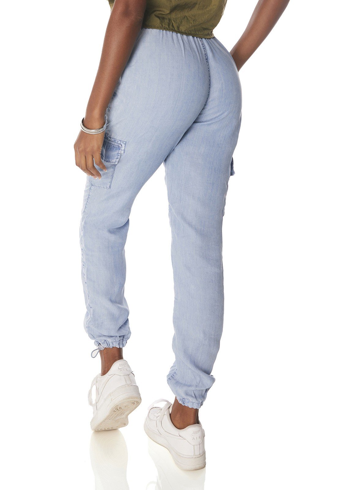 dz3843 alg calca jeans feminina jogger bolsos laterais denim zero costas prox