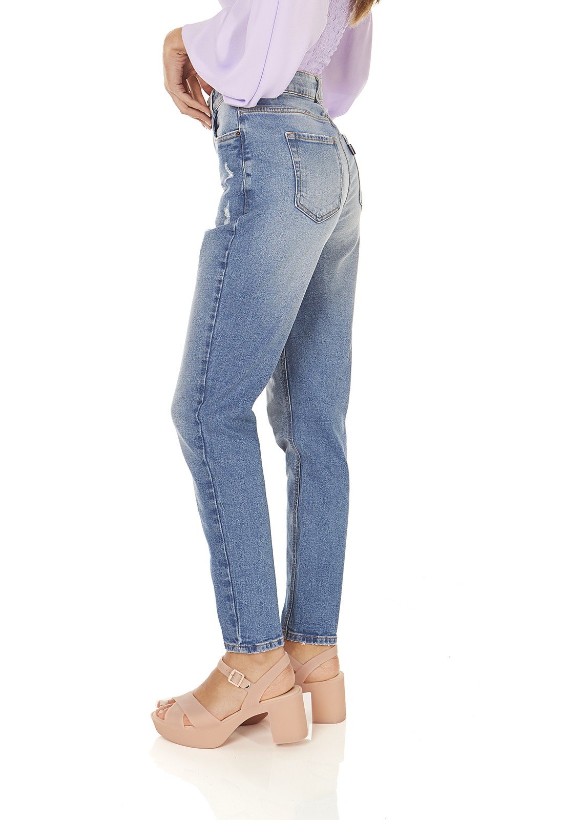 dz3871 com calca jeans feminina mom fit tradicional denim zero lado prox