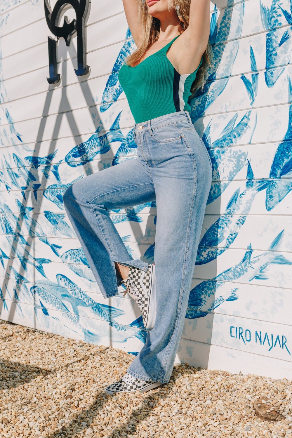 dz3877 alg calca jeans feminina dad pants com fenda lateral denim zero lado prox