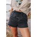 dz6492 alg shorts jeans feminino mom com cordao preto denim zero detalhe