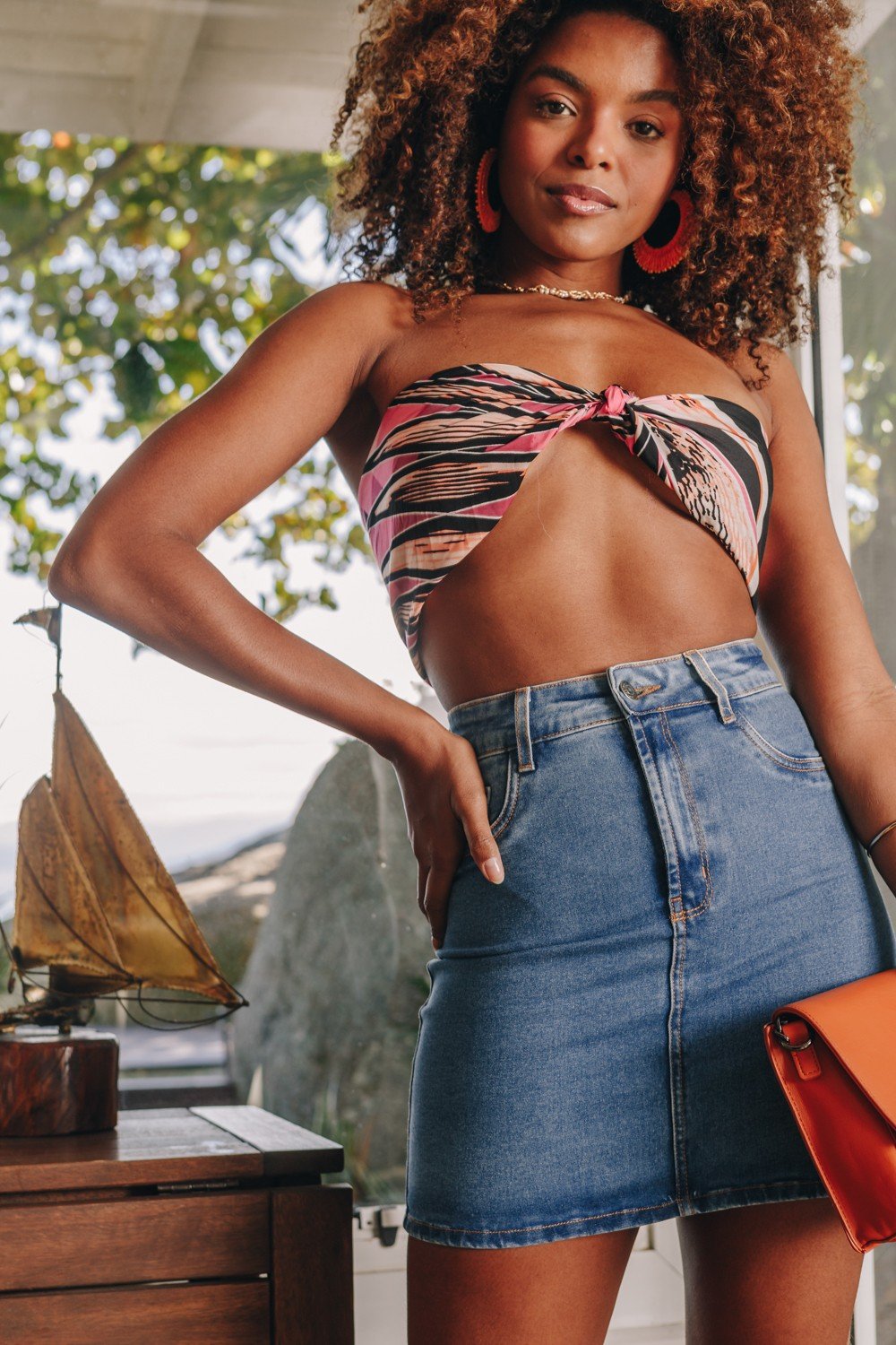 dz7208 re saia jeans feminina tubinho tradicional denim zero frente prox