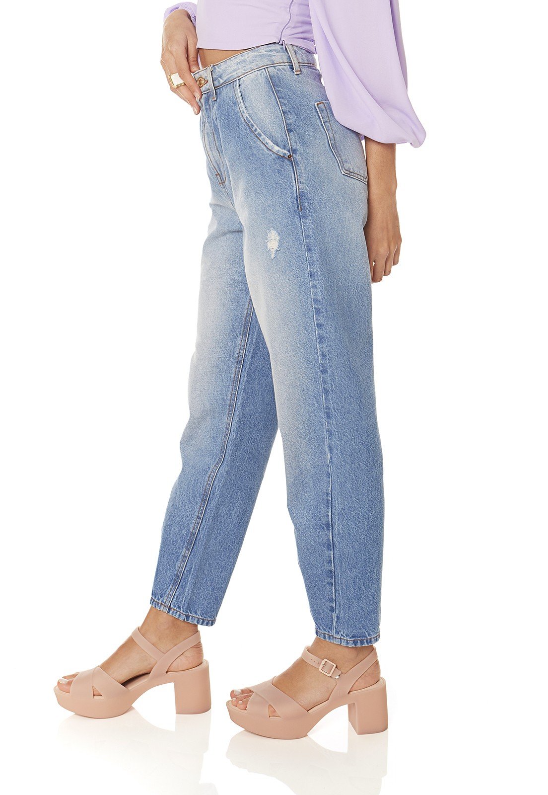 dz3867 alg calca jeans feminina balloon com puidos denim zero lado prox