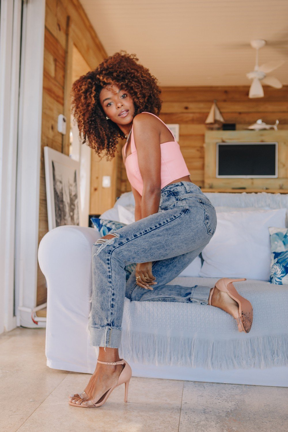 dz3874 alg calca jeans feminina mom barra dobrada denim zero lado