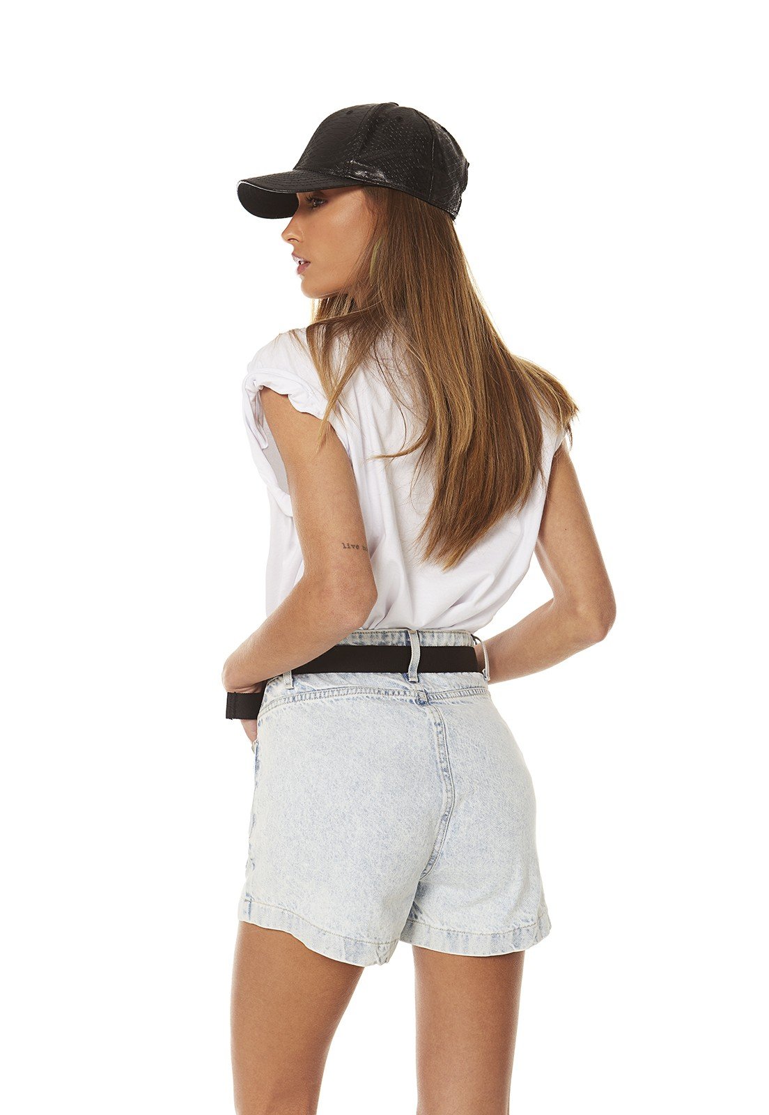 dz6484 alg shorts jeans feminina setentinha com bolsos frontais denim zero costas prox