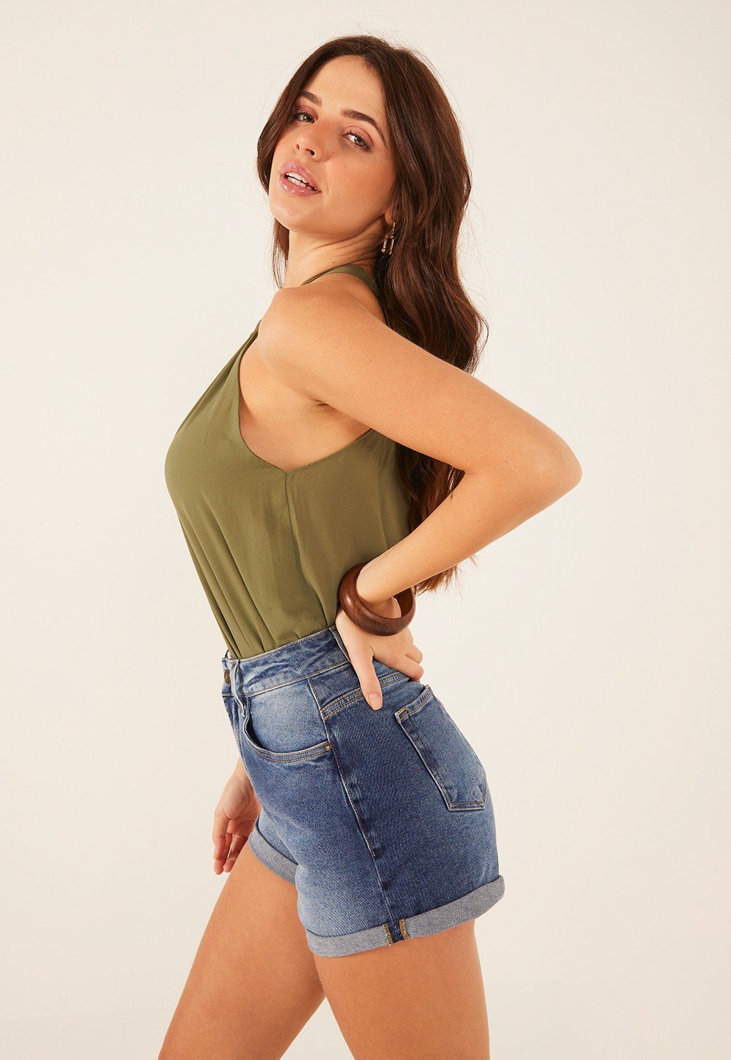 dz6502 com shorts jeans feminino setentinha fit com barra dobrada denim zero lado crop