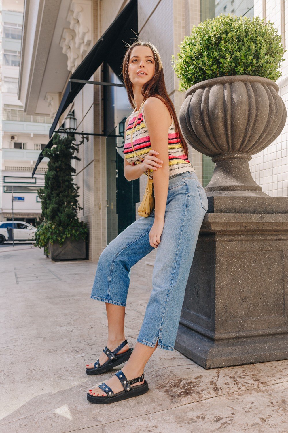 dz3899 alg calca jeans feminina wide leg com abertura na barra denim zero lado crop