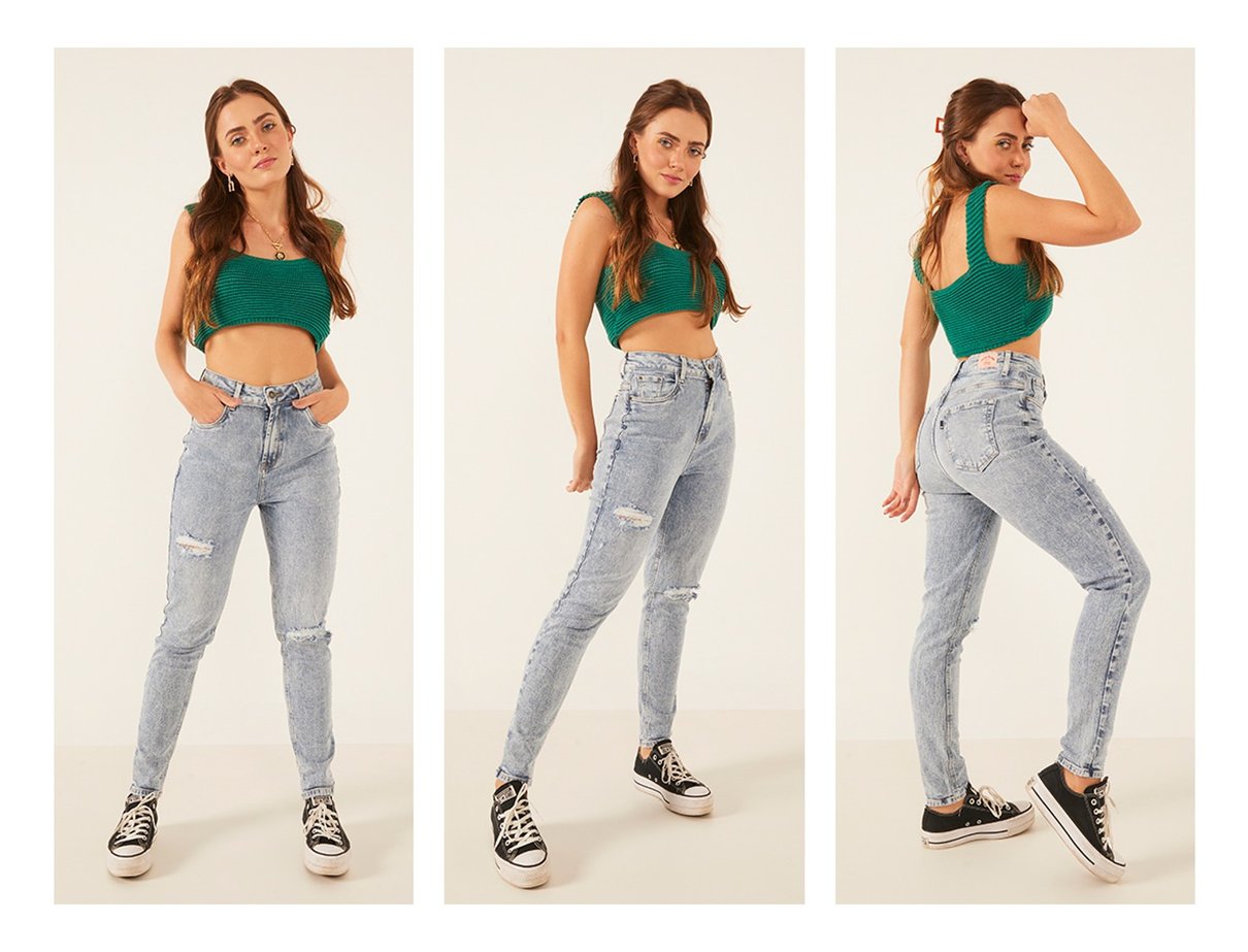 dz3902 com calca jeans feminina mom fit com puidos denim zero trio crop
