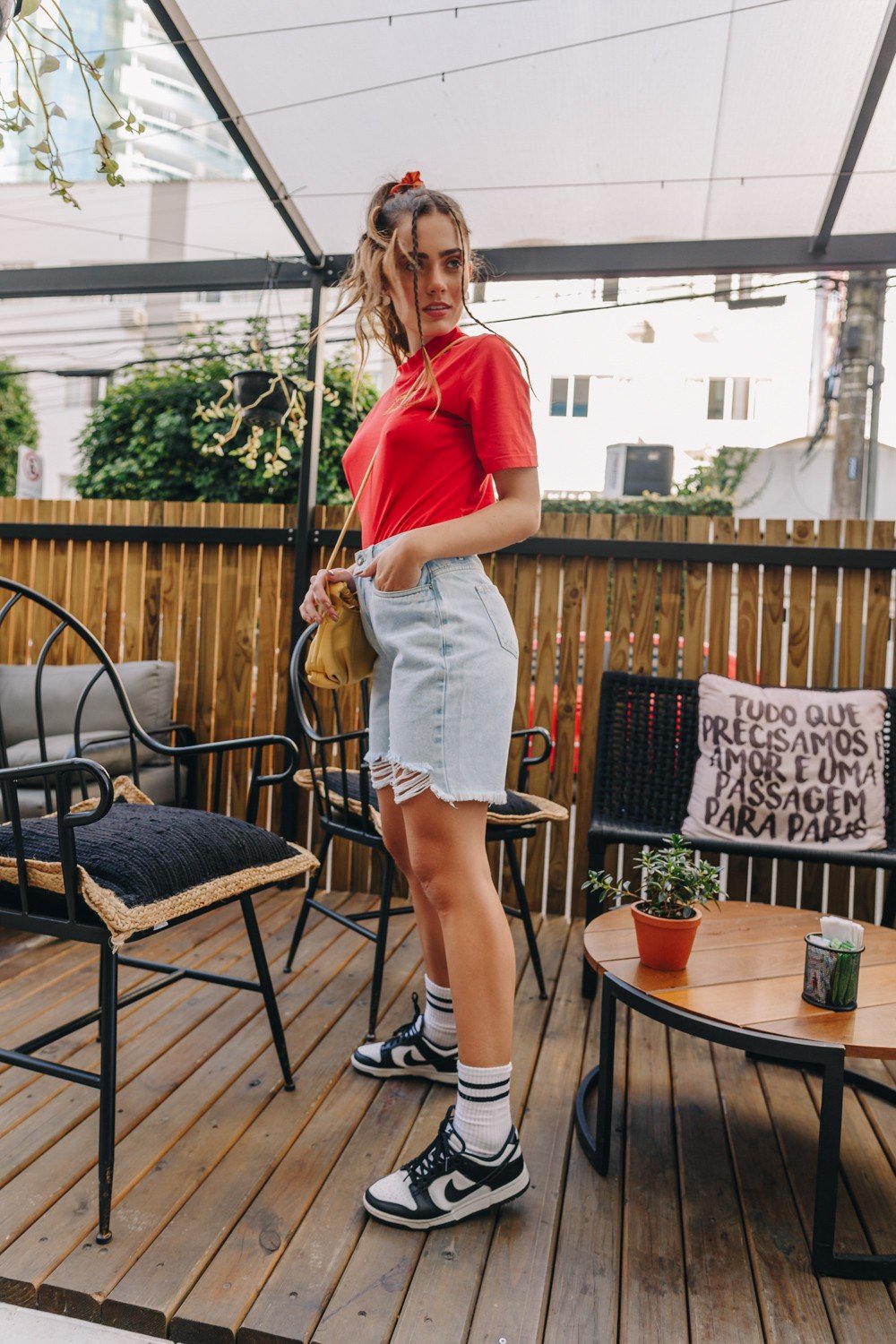 dz4049 alg bermuda jeans feminina mommy com barra irregular denim zero lado crop