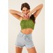 dz6523 com shorts jeans feminino setentinha fit com barra desfiada denim zero frente crop