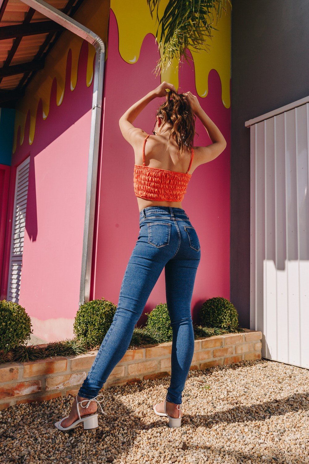 dz3890 re calca jeans feminina skinny media tradicional denim zero costas crop