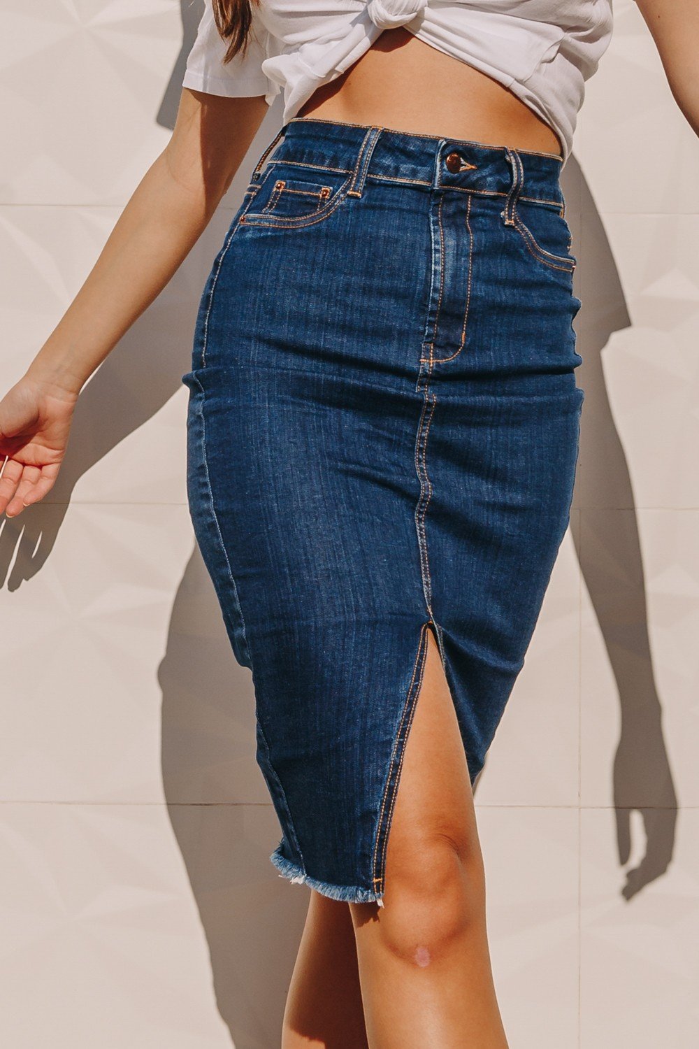 dz7217 com saia jeans feminina lapis com abertura frontal denim zero frente 2 crop crop