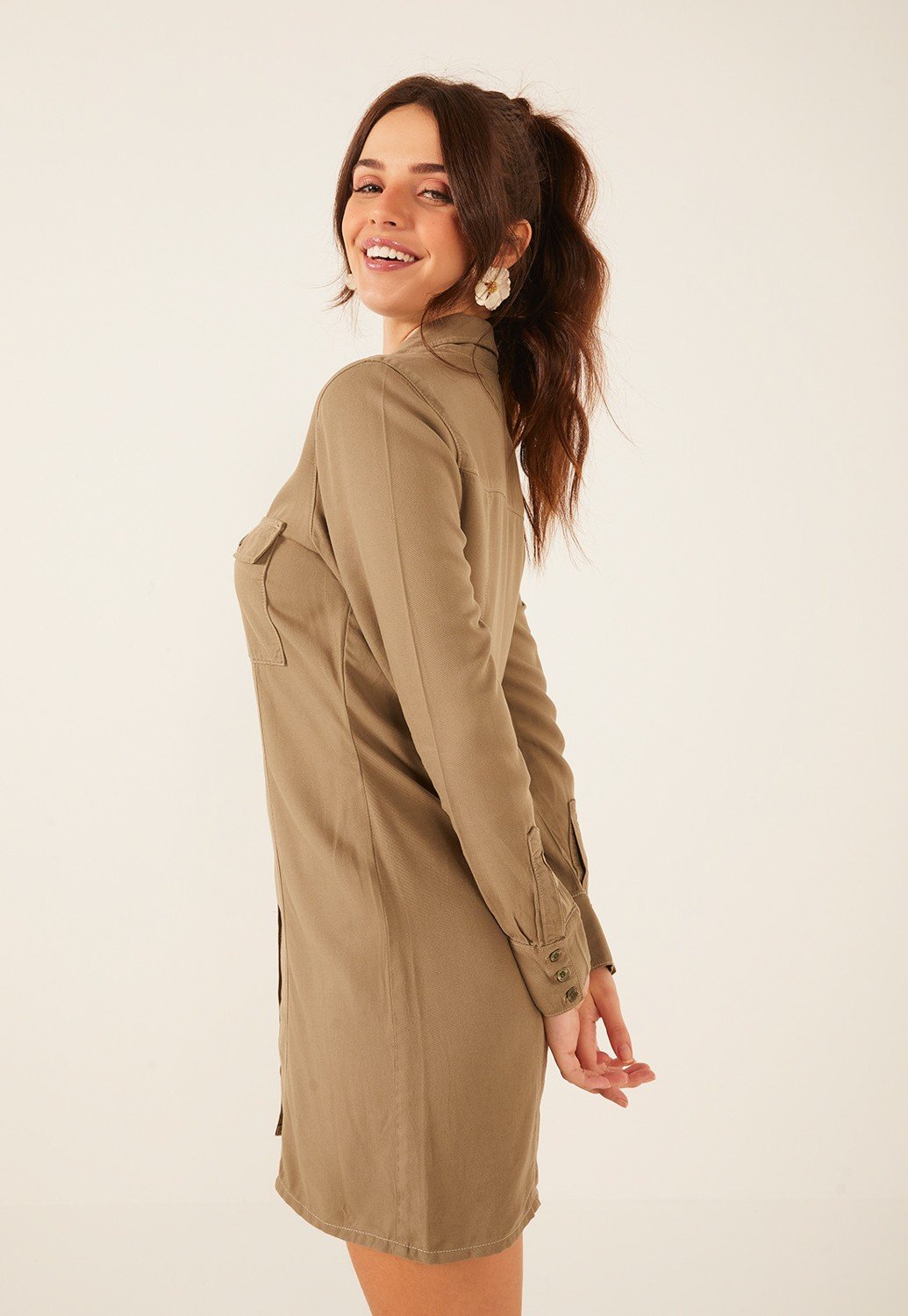 dz12091 vestido jeans feminino curto com botoes denim zero lado crop