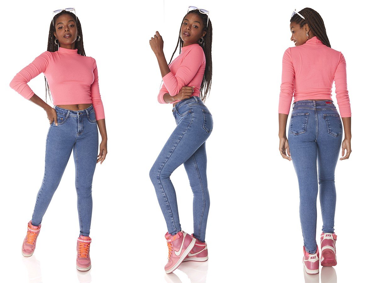 dz3758 com calca jeans feminina skinny media vintage denim zero tripla