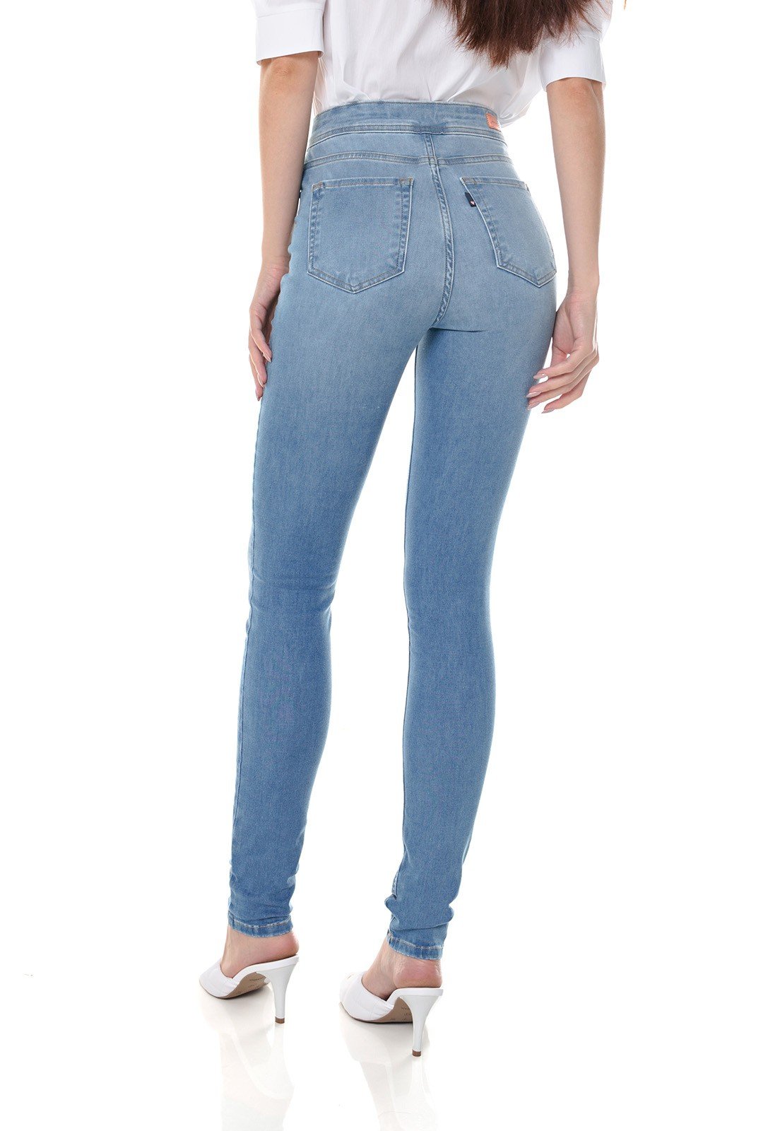 dz3646 re calca jeans feminina skinny media sem bolsos frontais denim zero costas prox