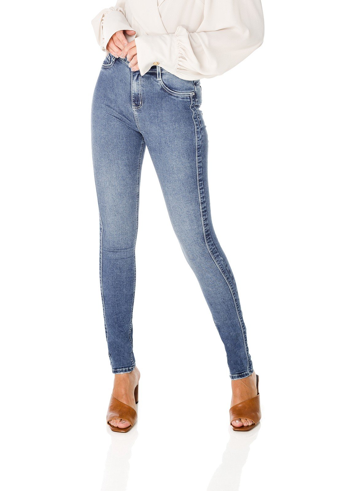 dz3671 com calca jeans feminina skinny media cigarrete com recorte na lateral denim zero frente prox