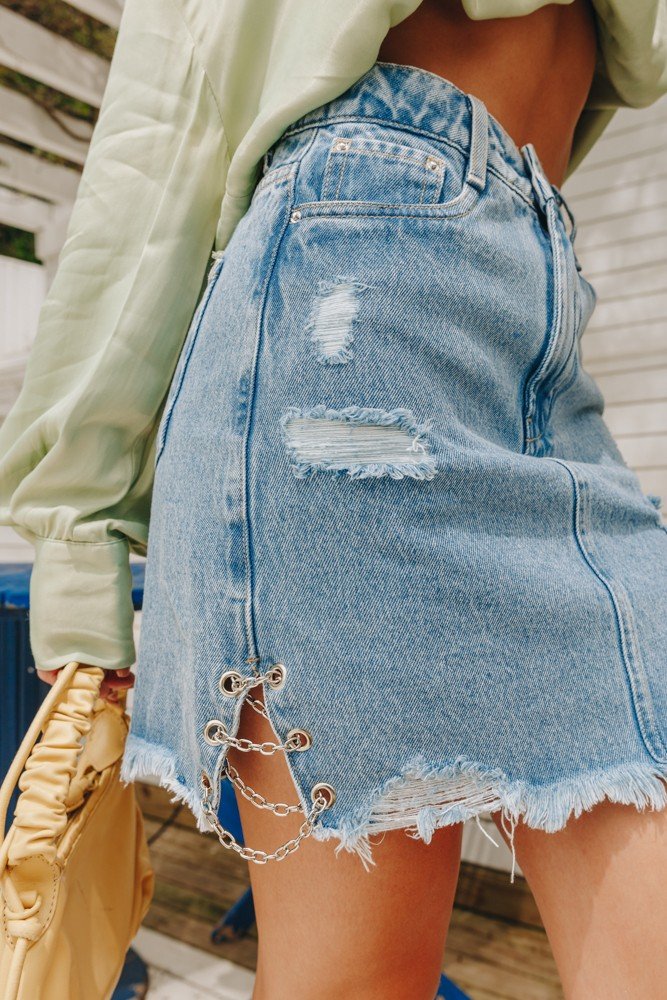 dz7223 alg saia jeans feminina regular destroyed denim zero destalhe