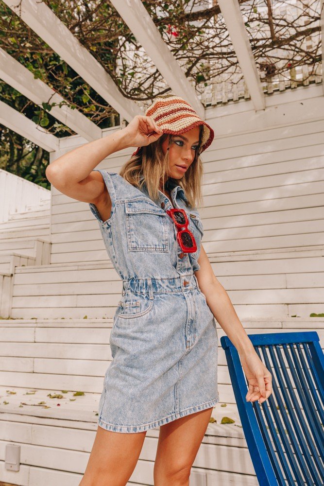 dz12093 alg vestido jeans feminino curto com elastico na cintura denim zero lado