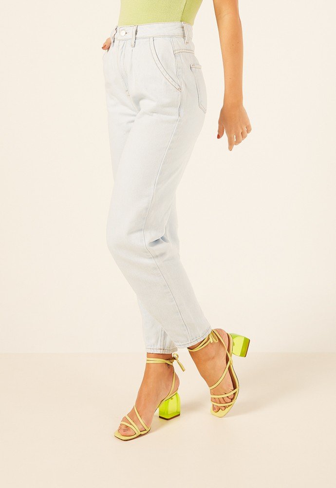 dz3922 alg calca jeans feminina balloon com bolso faca denim zero lado prox