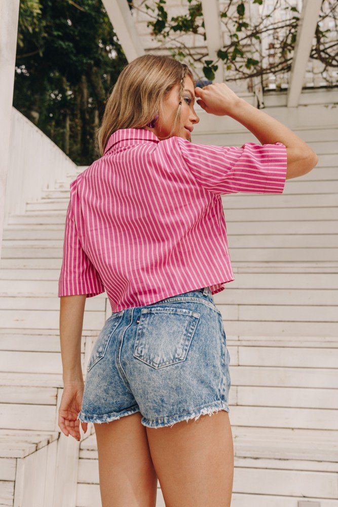 dz6421 alg shorts jeans feminino setentinha com puidos denim zero costas