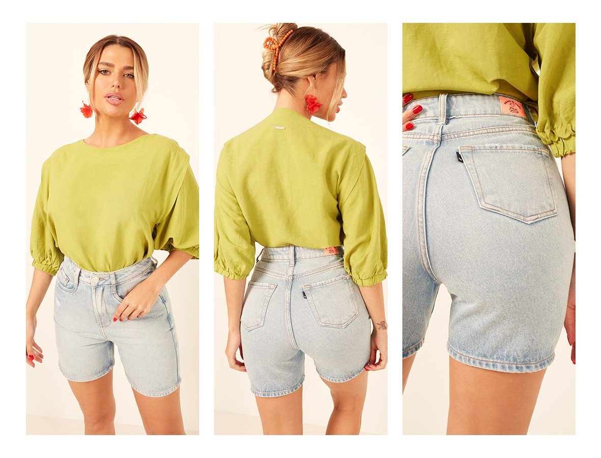 dz4054 alg bermuda jeans feminina retro tradicional denim zero trio