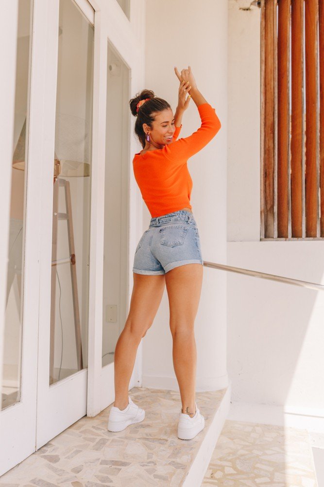 dz6540 alg shorts jeans feminino setentinha com recorte vazado no cos denim zero costas