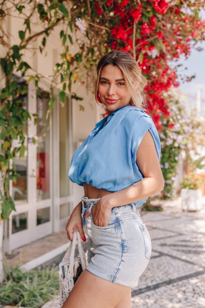 dz6549 com shorts jeans feminino setentinha fit clochard denim zero lado