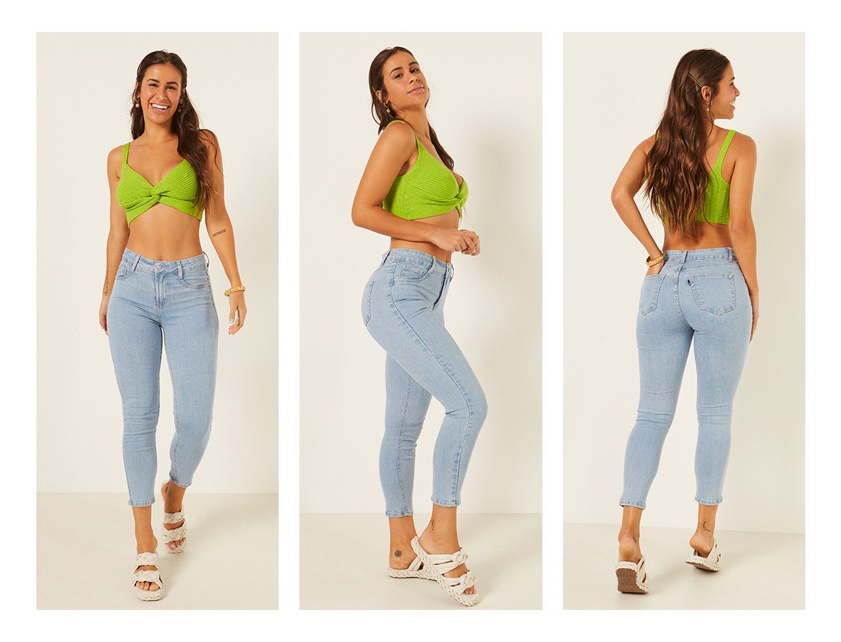 dz3954 com calca jeans feminina skinny media cropped denim zero trio