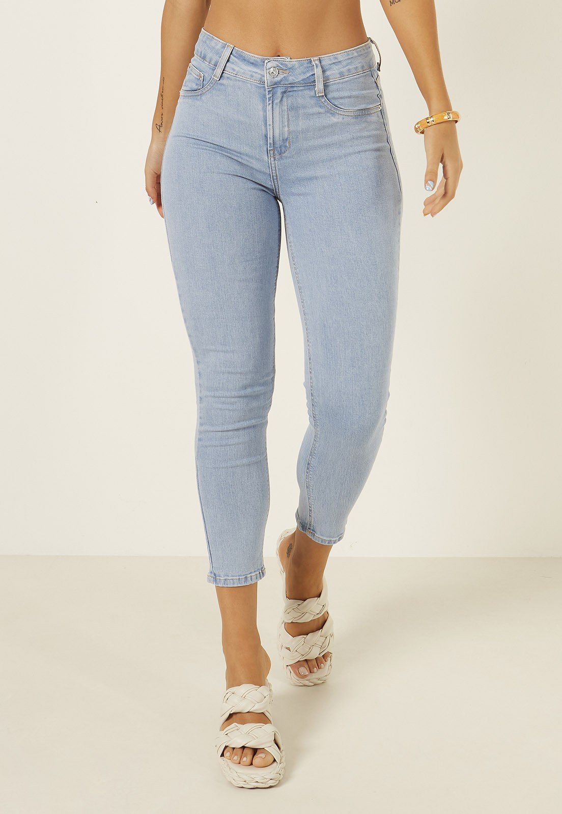 dz3954 com calca jeans feminina skinny media cropped denim zero frente prox