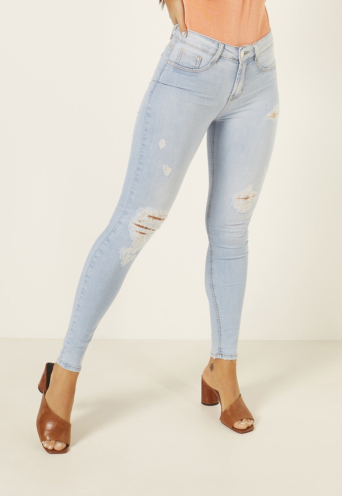 dz3953 com calca jeans feminina skinny media cigarrete denim zero frente prox