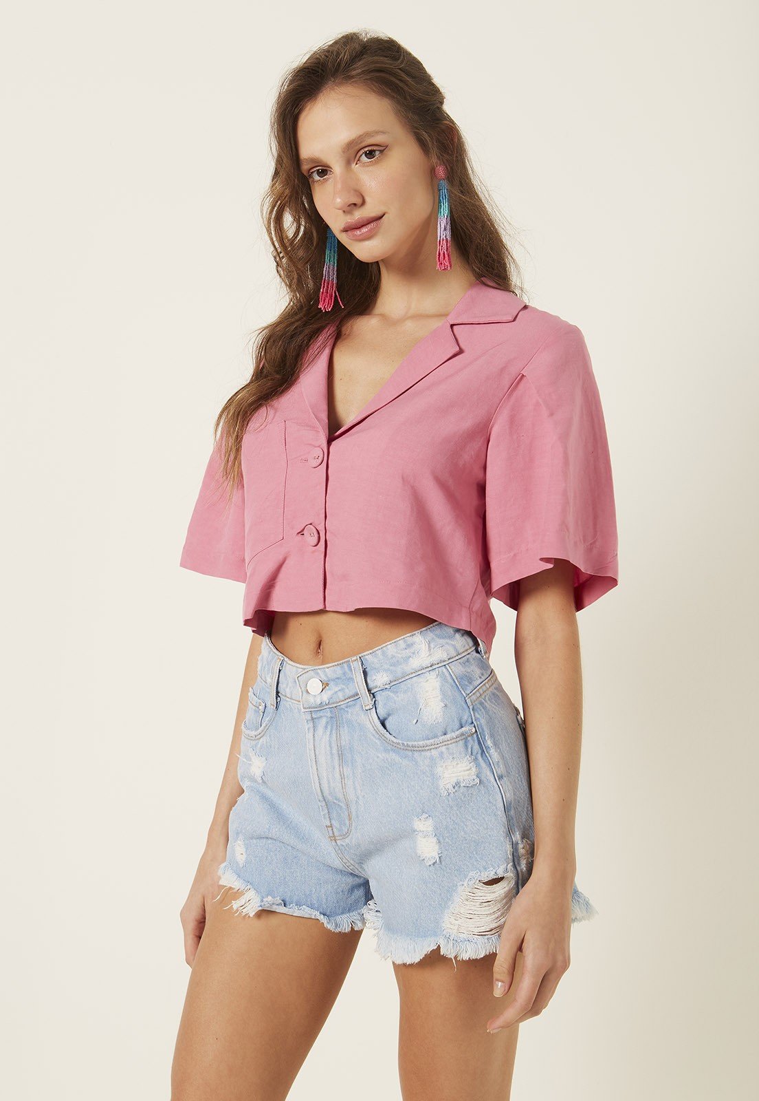 dz6556 alg shorts jeans feminino setentinha destroyed denim zero lado