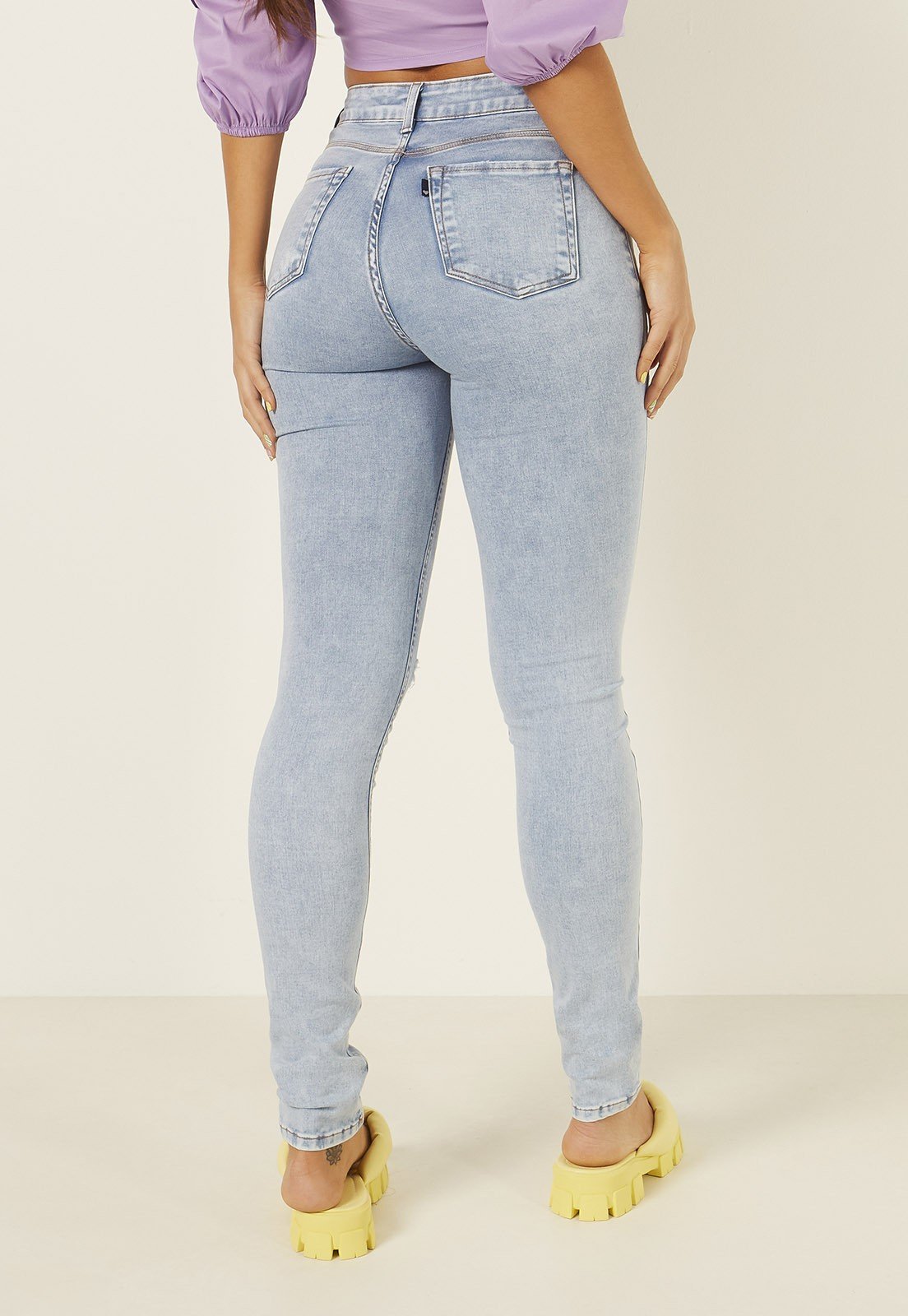dz3963 re calca jeans feminina skinny media com rasgos no joelho denim zero costas prox