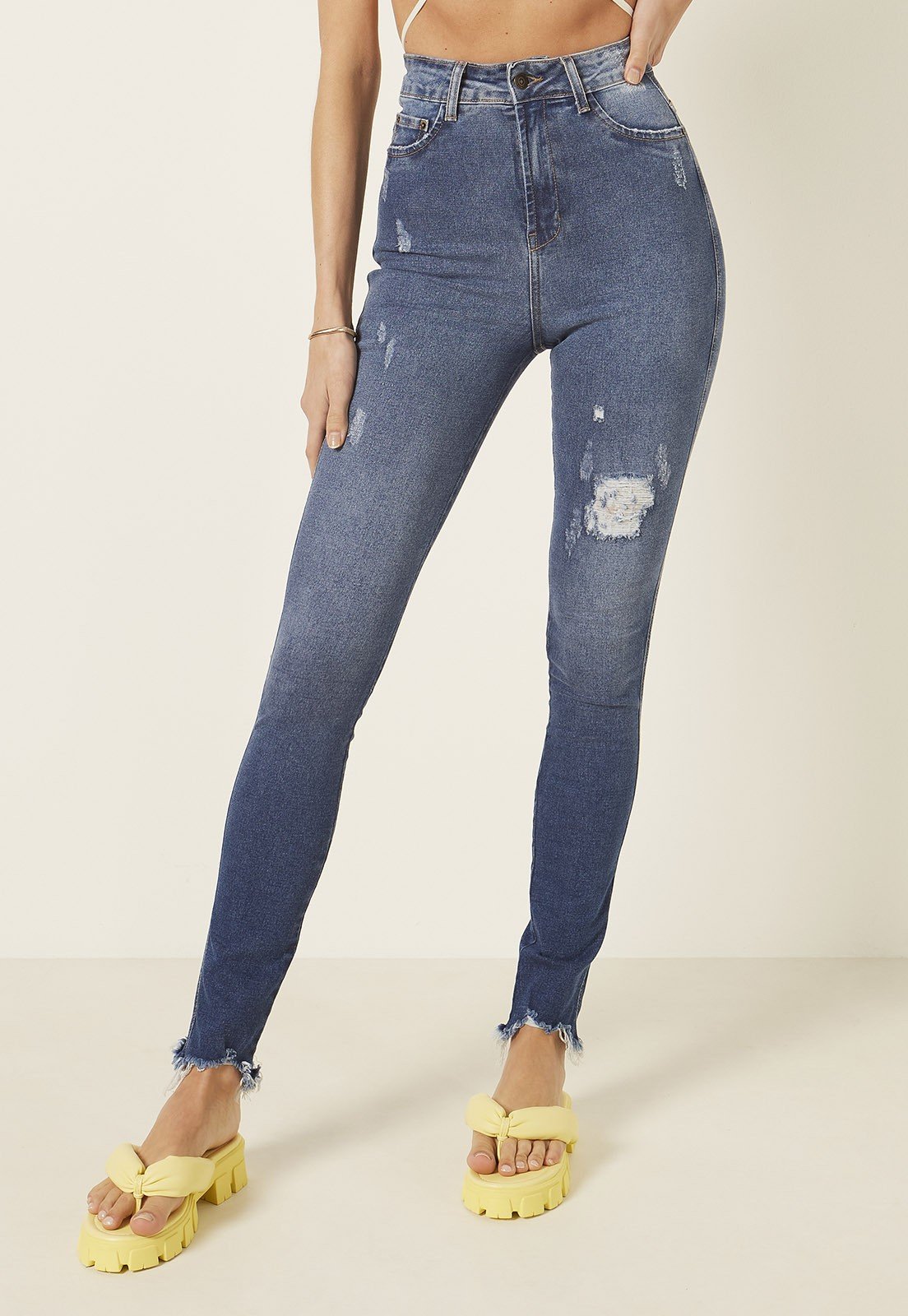dz3960 re calca jeans feminina skinny hot pants tradicional denim zero fente prox