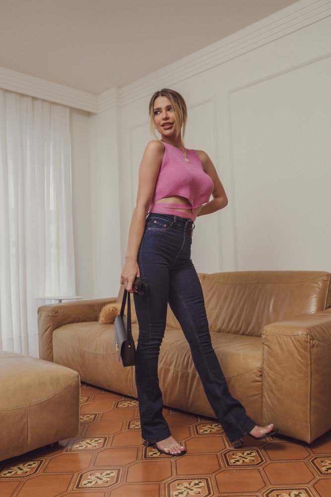 dz3984 com calca jeans feminina flare media tradicional denim zero lado