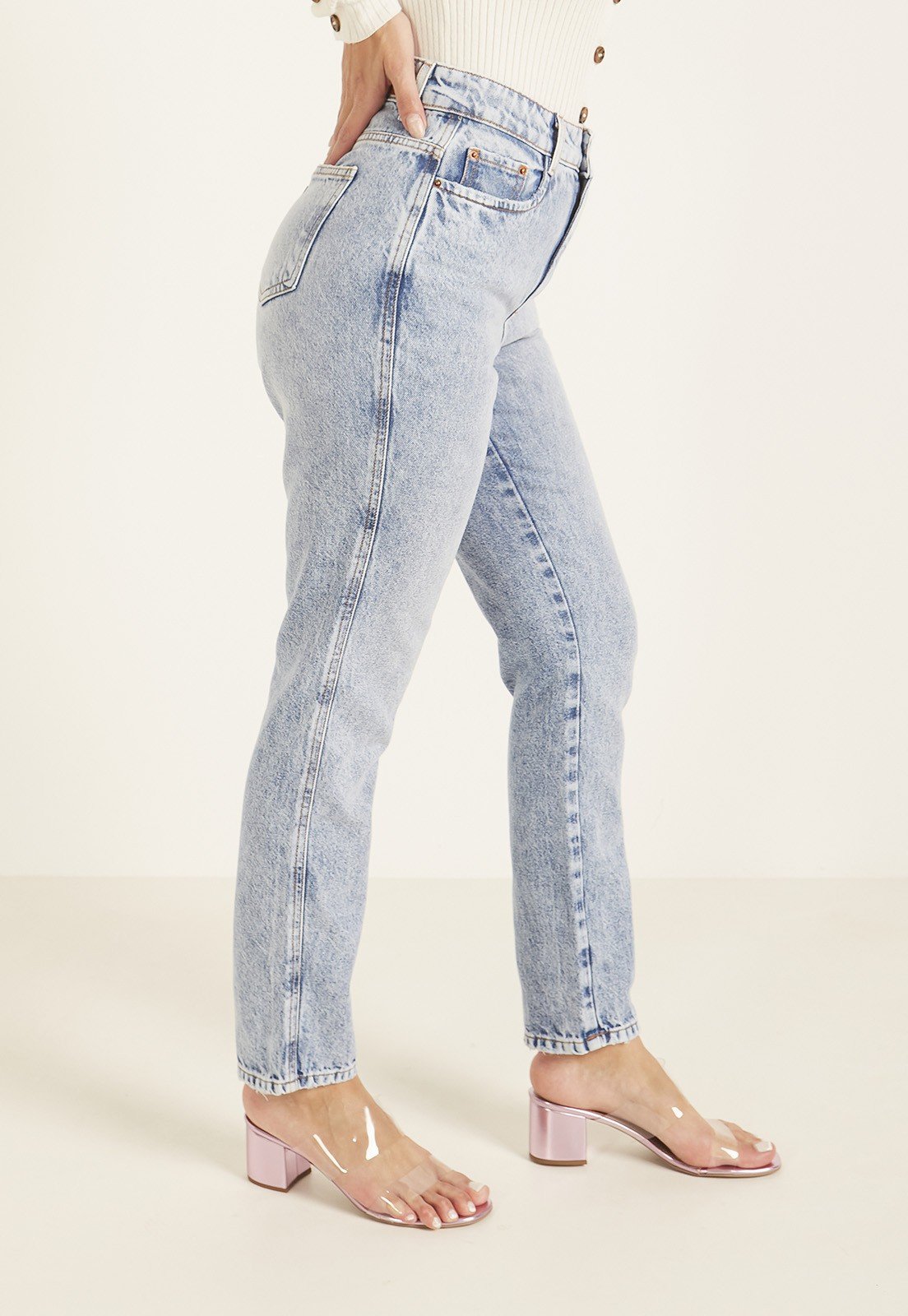 dz3987 alg calca jeans feminina mom tradicional denim zero lado prox