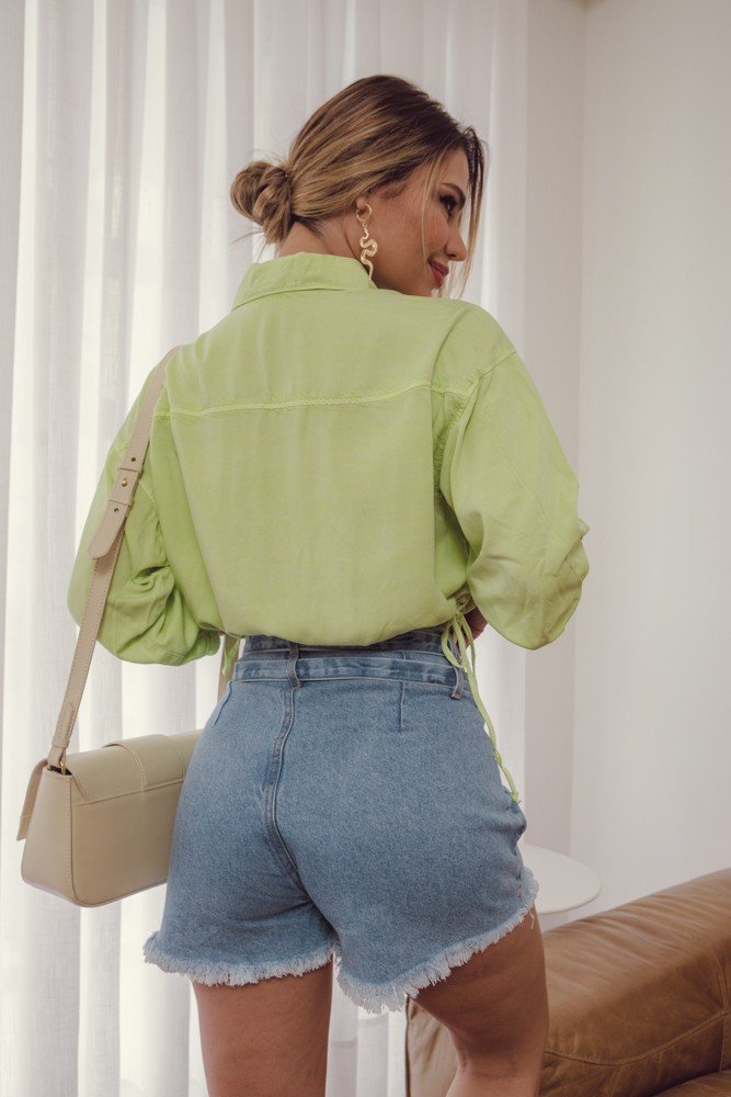 dz6563 alg shorts jeans feminino setentinha com cinto denim zero costas