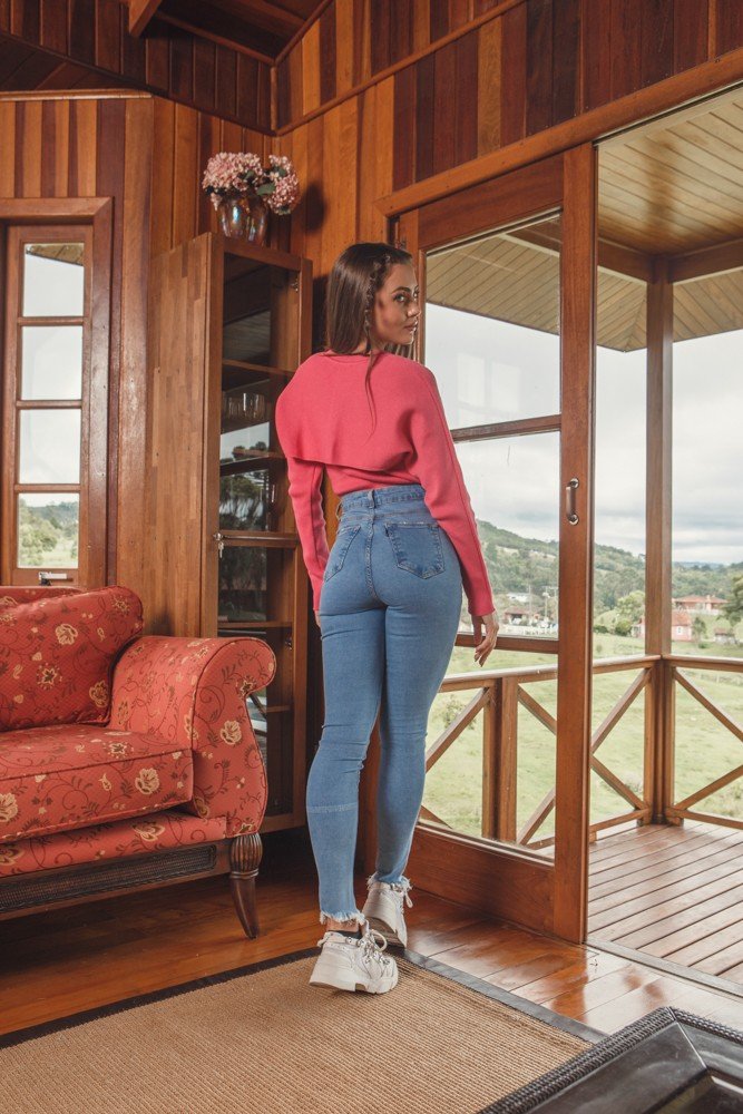 dz3992 re calca jeans feminina skinny hot pants cigarrete com barra destroyed denim zero costas