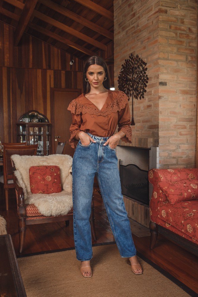 dz20011 alg calca jeans feminia dad pants tradicional denim zero frente