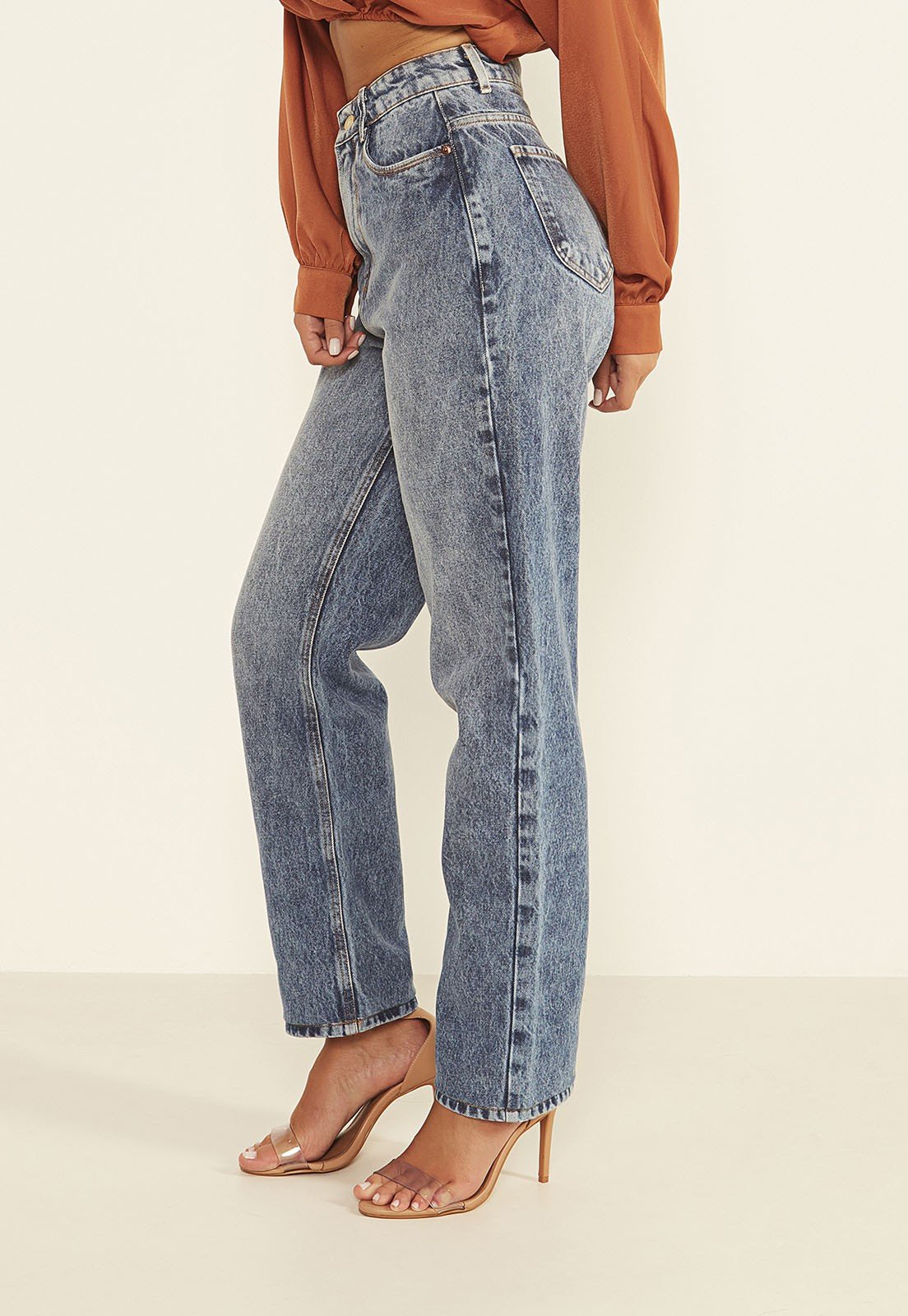 dz20011 alg calca jeans feminia dad pants tradicional denim zero lado prox