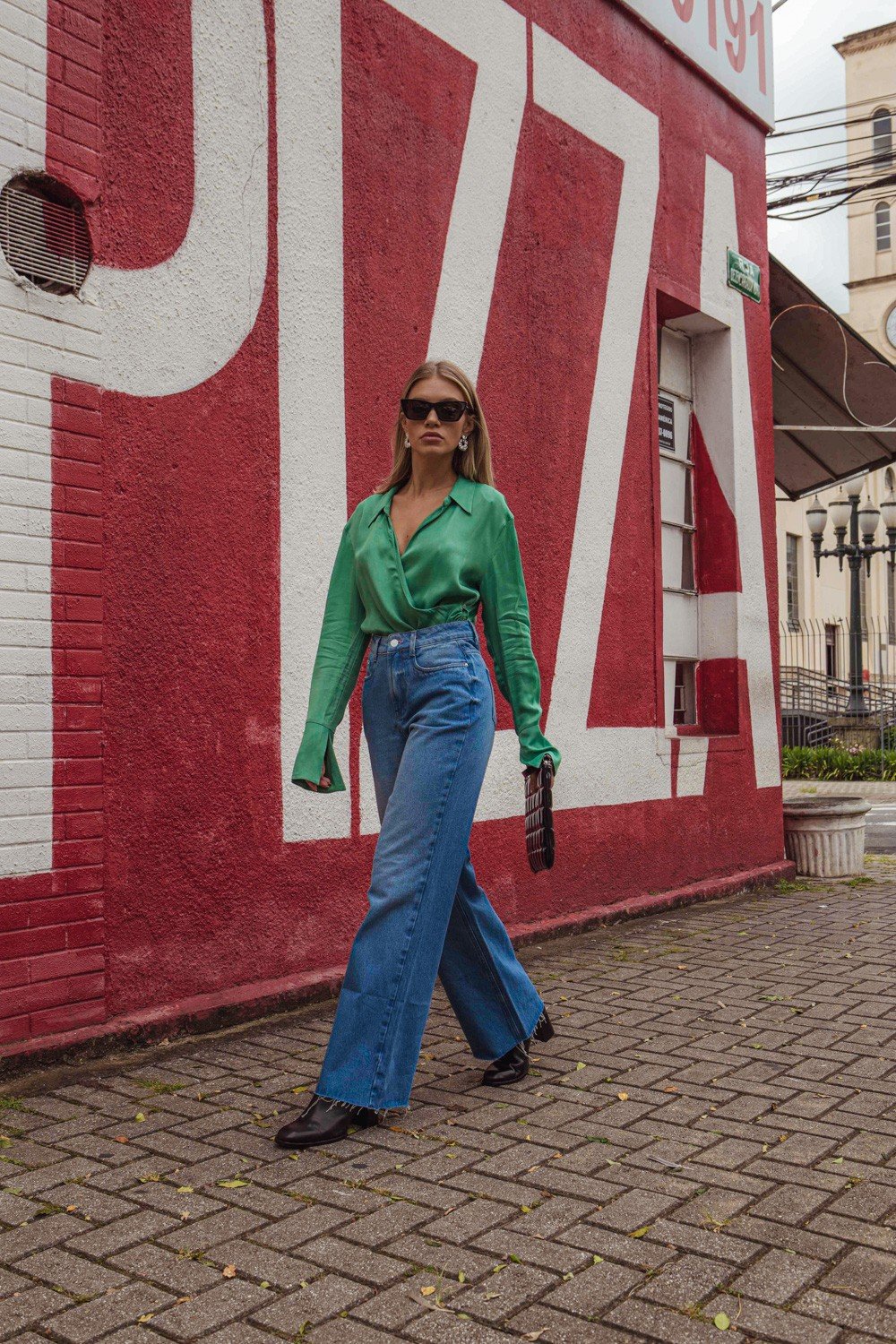 dz20039 alg calca jeans feminina wide leg flare barra corte a fio denim zero 2