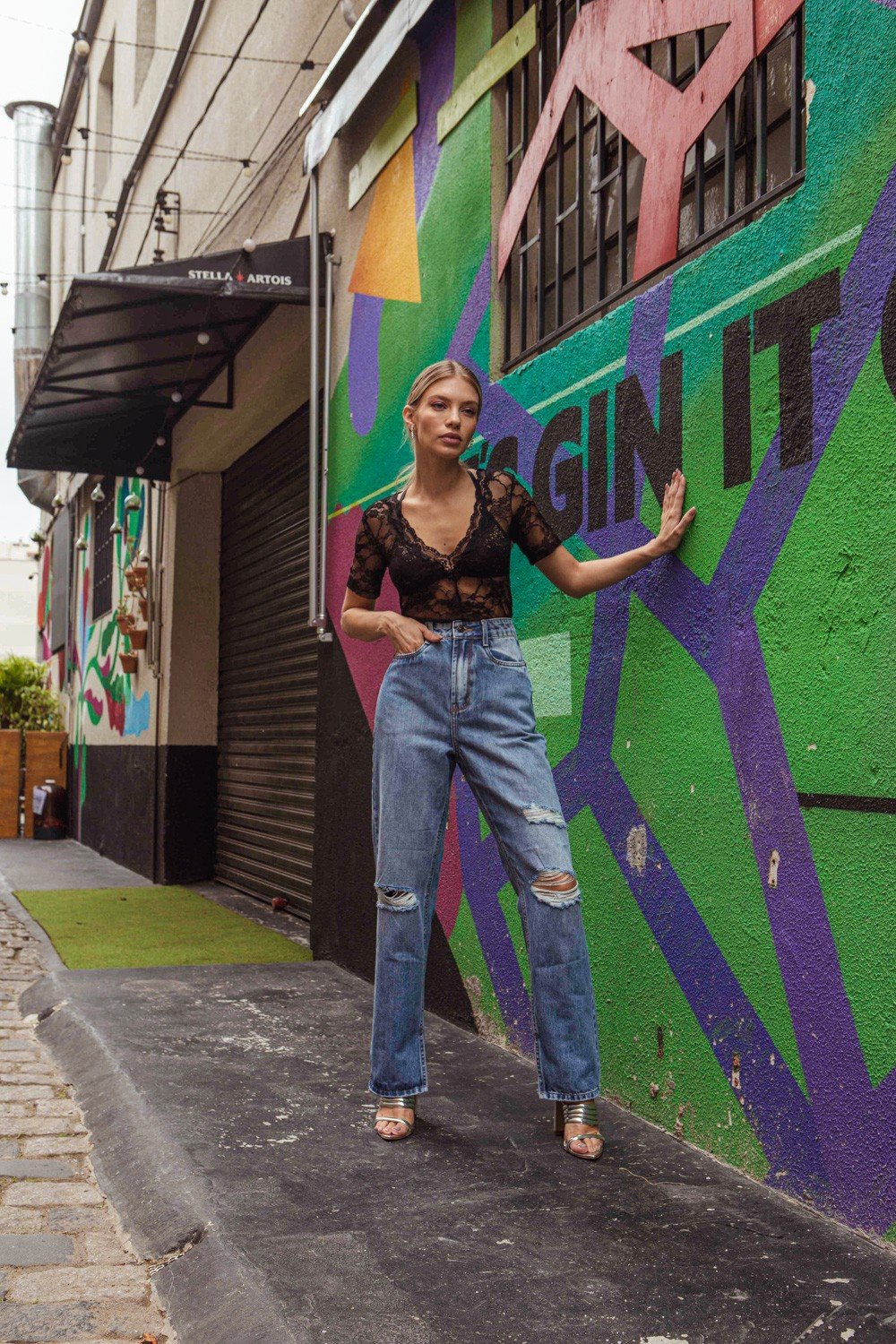 dz20040 alg calca jeans feminina dad pants com fenda lateral denim zero 3