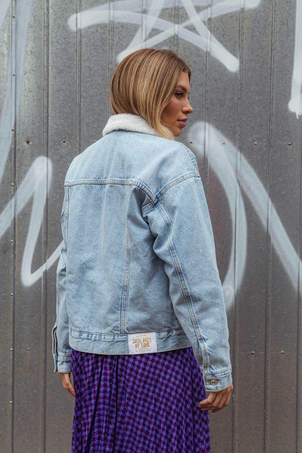 dz9151 alg jaqueta jeans feminina retro com pelos denim zero 30