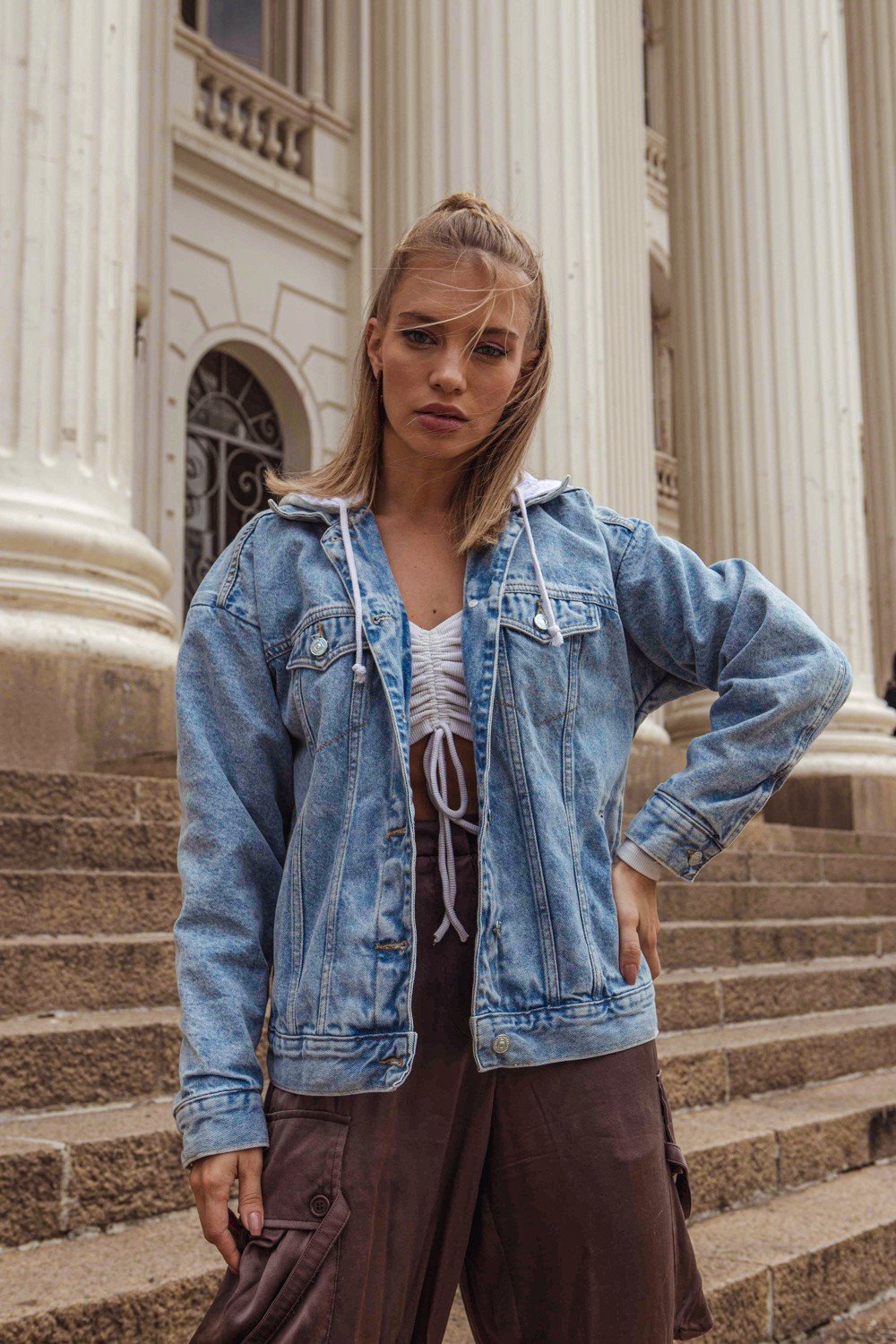 dz9153 alg jaqueta jeans feminina retro com capuz denim zero 29