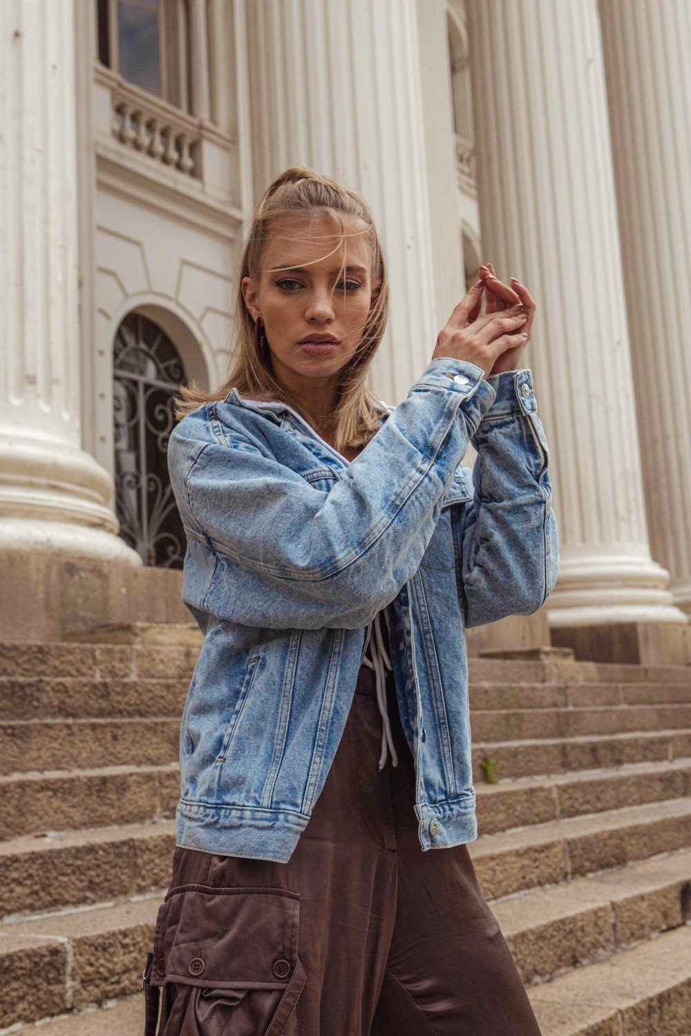 dz9153 alg jaqueta jeans feminina retro com capuz denim zero 22