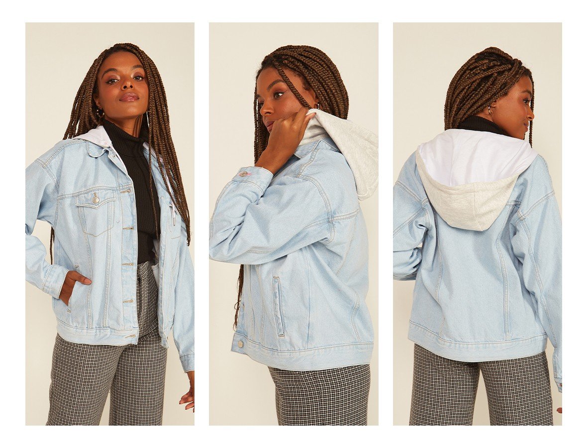 dz9159 alg jaqueta jeans feminina retro com capuz denim zero trio