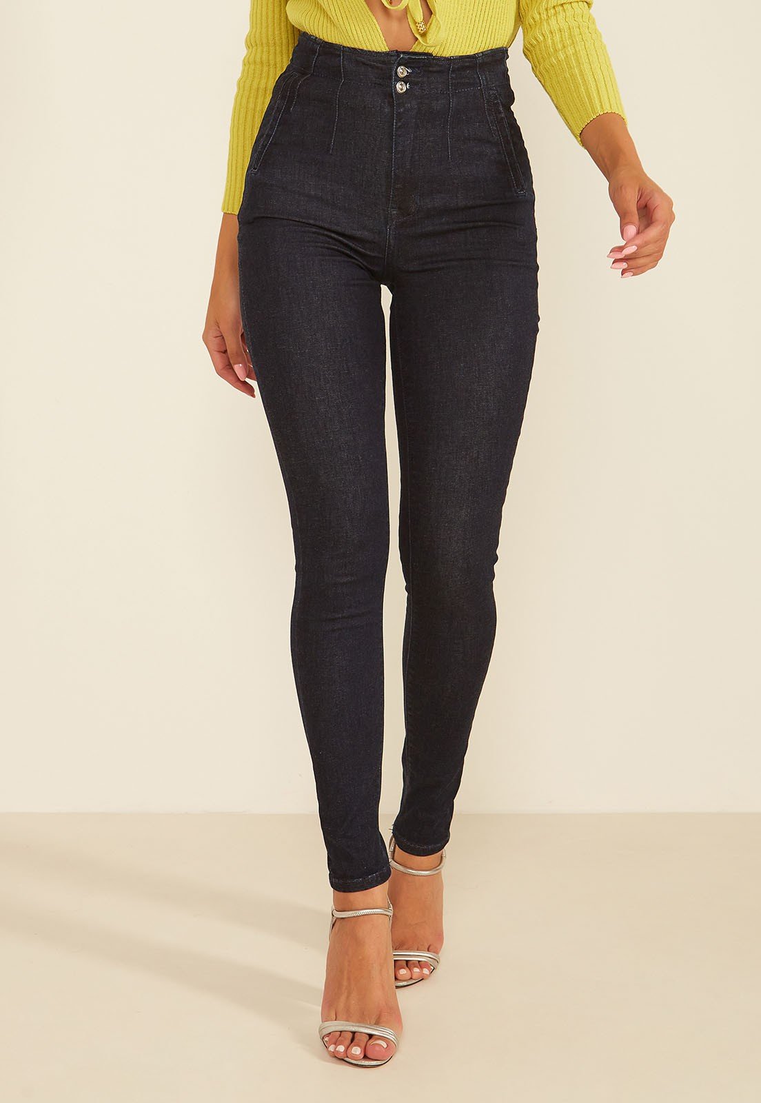 dz20048 re calca jeans feminina skinny hot pants cigarrete com pregas denim zero frente prox
