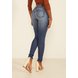 dz20057 re calca jeans feminina skinny media com puidos denim zero costas prox