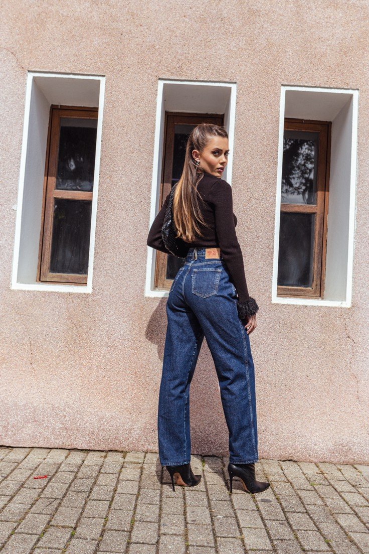 dz20108 alg calca jeans feminina dad pants denim zero costas